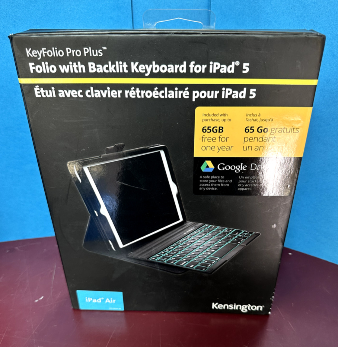 New Kensington K97110US KeyFolio Pro Plus w/Backlit Bluetooth Keyboard iPad5/Air