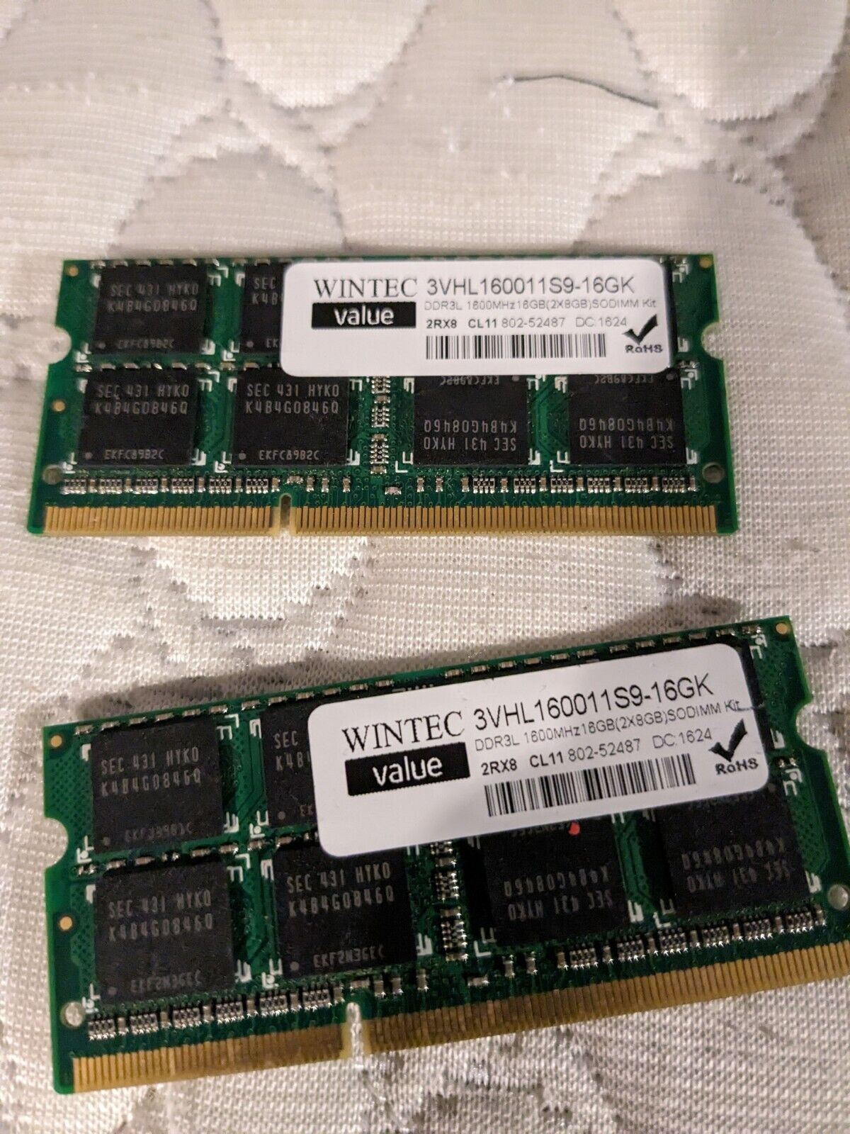 Wintec 3VHL160011S9-16GK 16GB 2 x 8GB PC3-12800 Laptop SODIMM DDR3 1600