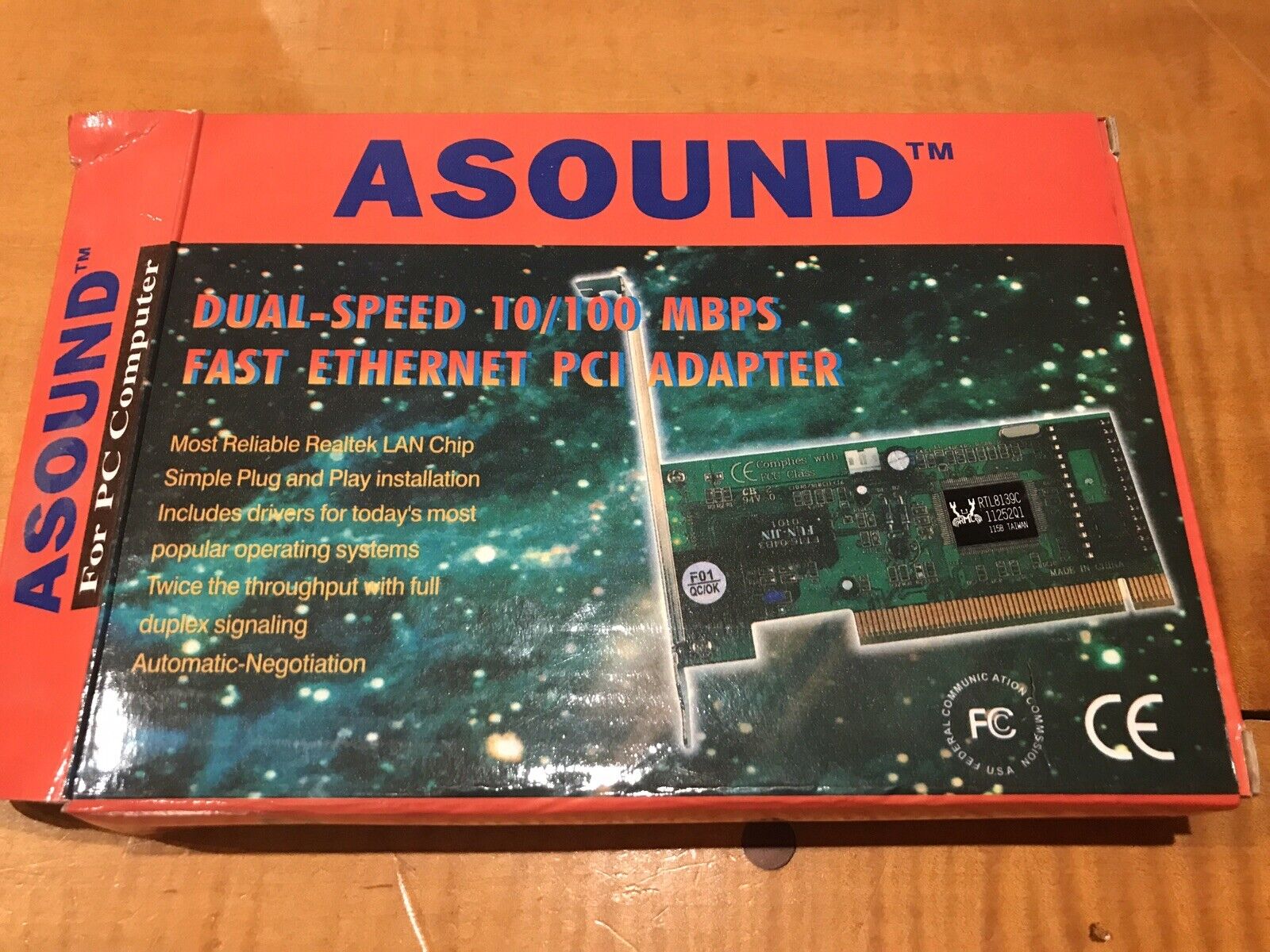 PCI ADAPTER Asound Dual speed 10/100 MBPS Fast Ethernet NOS VINTAGE COMPUTER