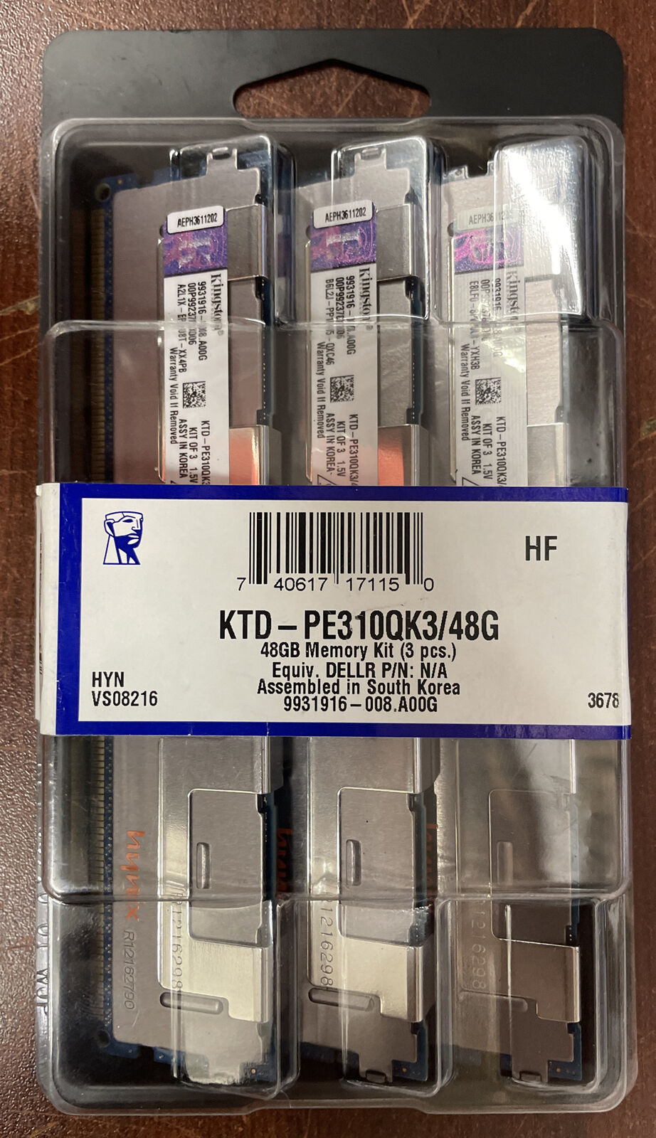 Kingston PC3-8500 16 GB DIMM 1066 MHz DDR3 SDRAM Memory (KTD-PE310QK3/48G) 48gb