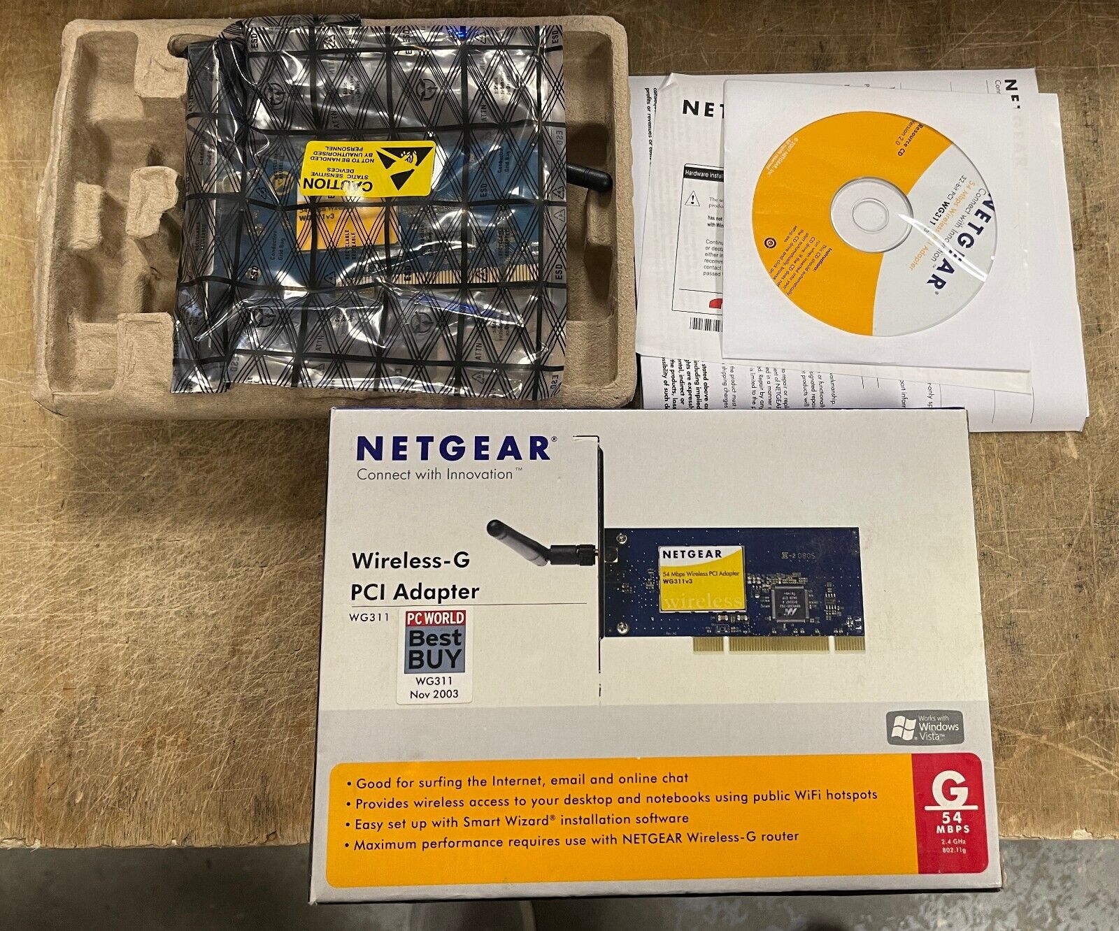 NETGEAR Wireless-G PCI Adapter WG311NA for Windows 98SE, Me,  2000, XP and Vista