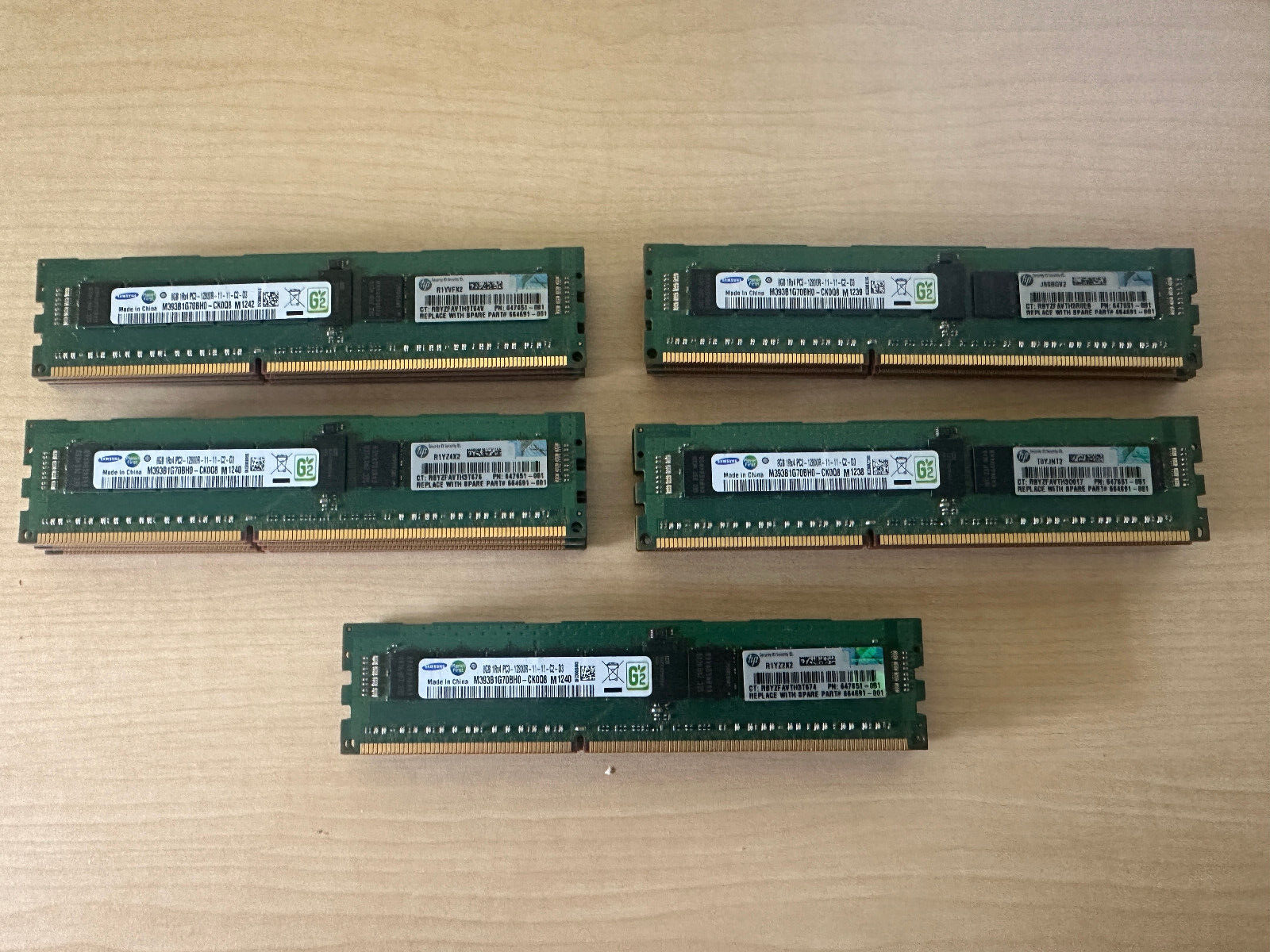 Lot of 20 Samsung 8GB 1Rx4 PC3-12800R DDR3 ECC Registered Server Memory