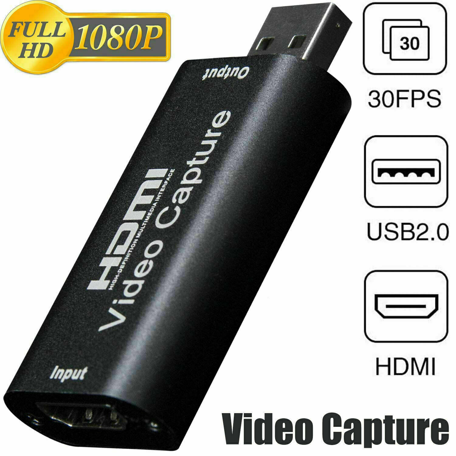 HDMI to USB Video Capture Card 1080P Recorder Phone Game Video Live Streaming US