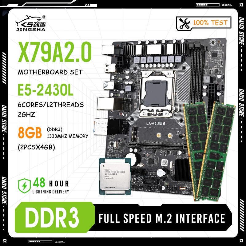 X79A 2.0 Motherboard Set LGA 1356 With Xeon E5 2430L CPU & 2* 4GB DDR3 ECC RAM