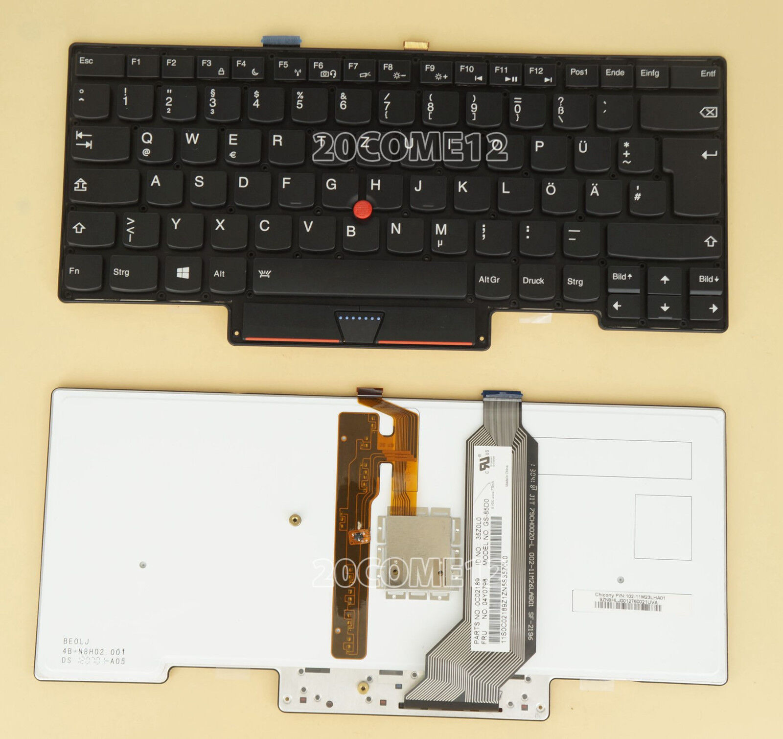 for Lenovo Thinkpad Carbon X1 Gen 1 1st 2013 Keyboard Backlit German Tastatur