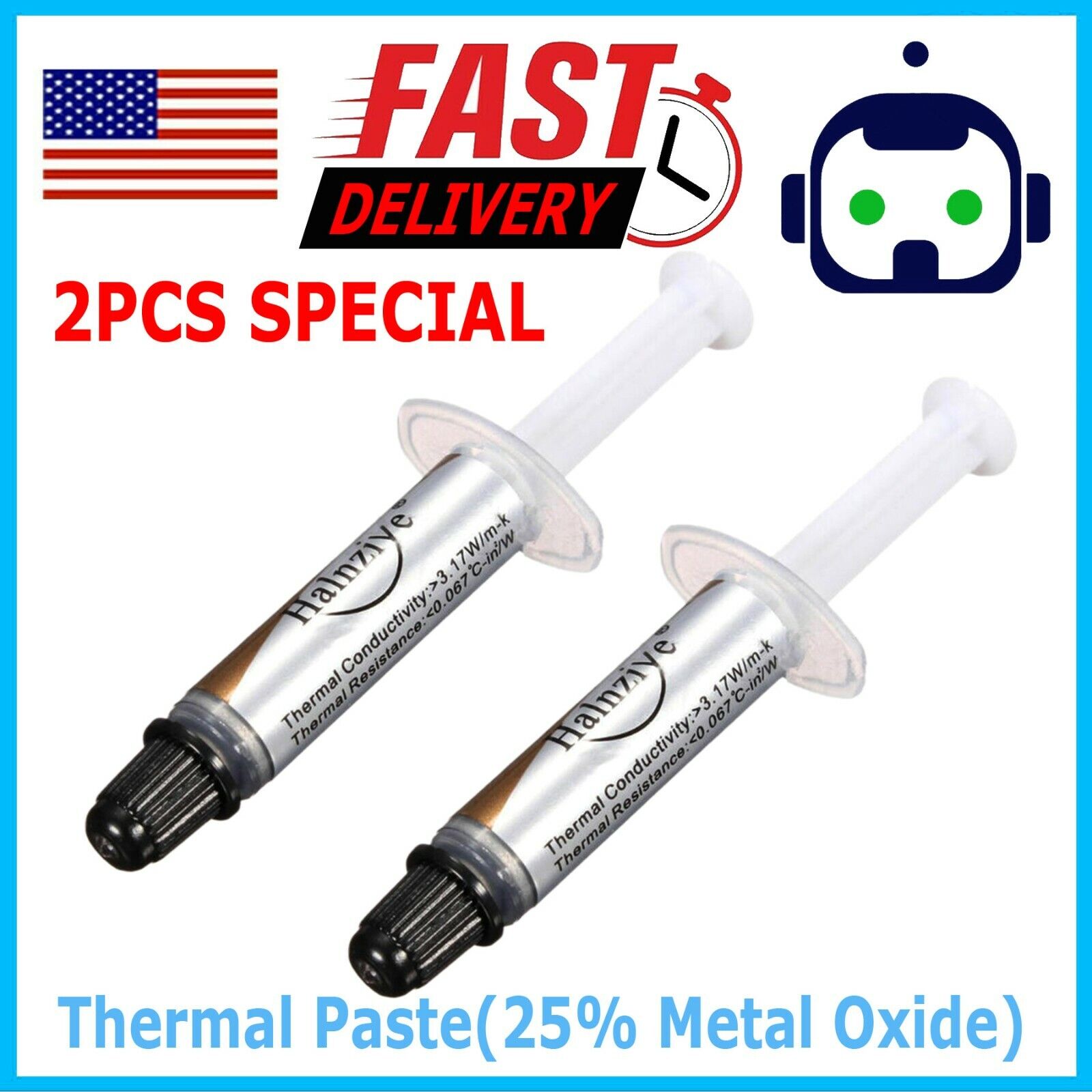 2X High Performance Silver Thermal Grease CPU Heatsink Compound Paste Syringe