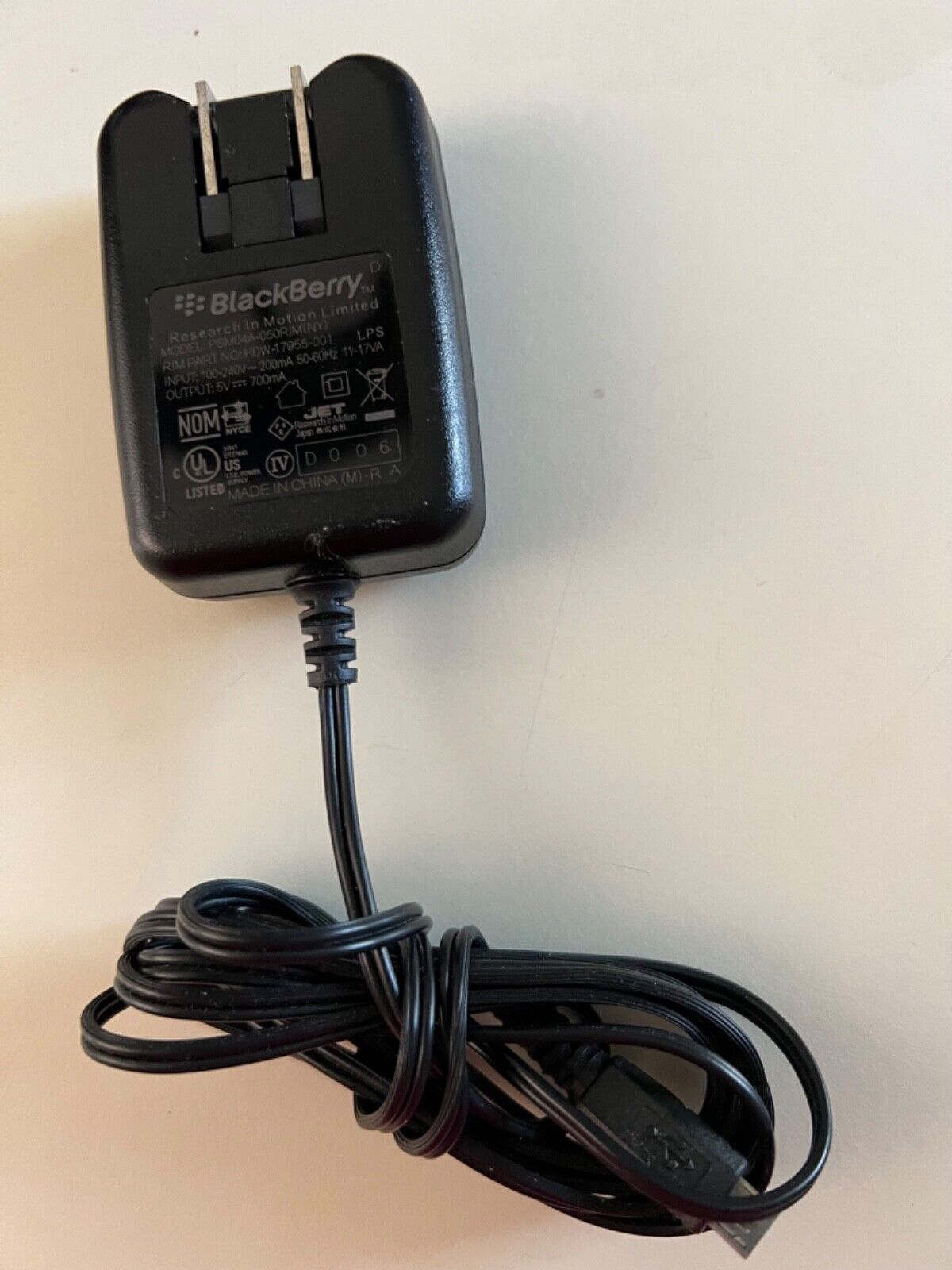 BLACKBERRY PSMO4A-050RIM WALL CHARGER