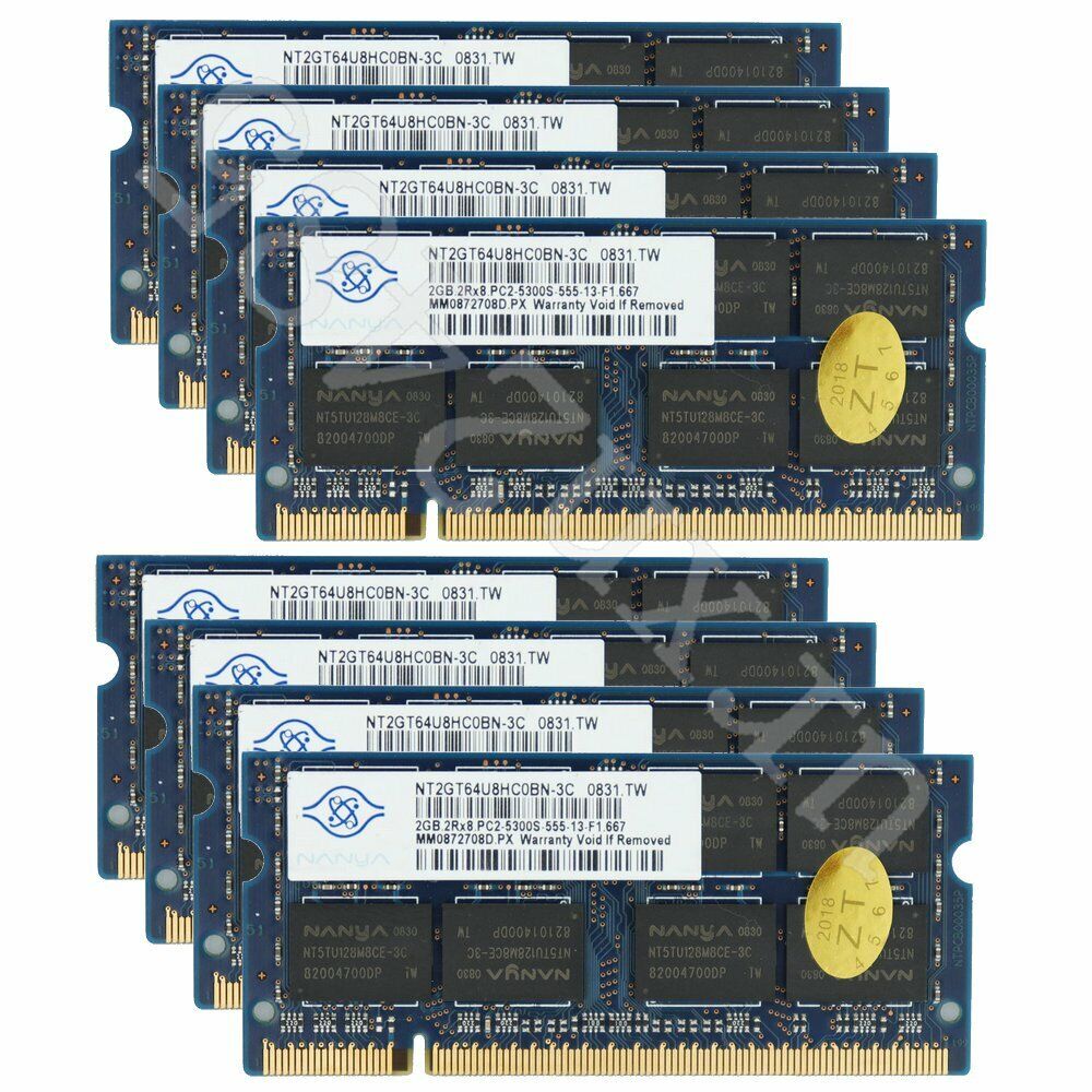 16GB 8GB 4GB 2GB DDR2 667MHz PC2-5300S SODIMM Laptop Memory SDRAM NANYA LOT BT