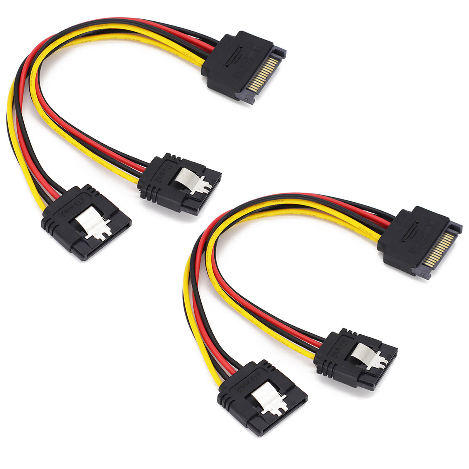 10PCS SATA Power 15-pin Y-Splitter Cable Adapter Male to Female Lot for SSD HDD 