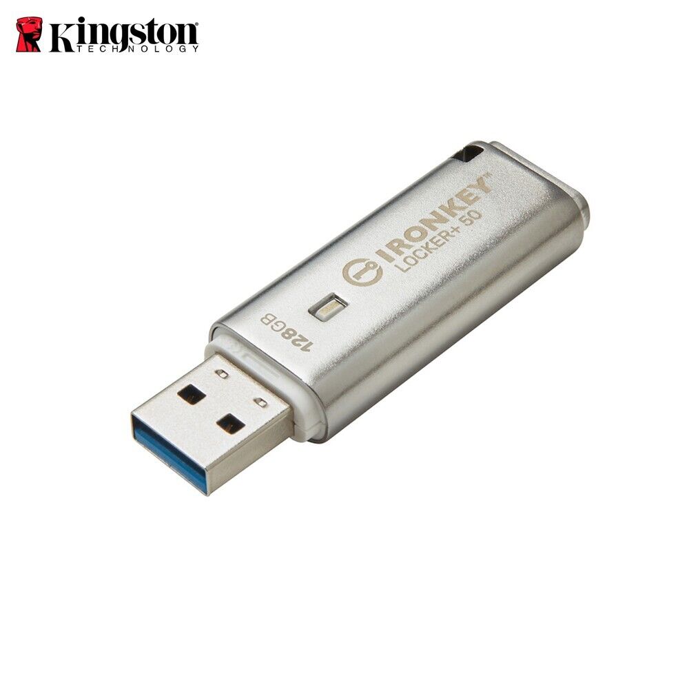 Kingston 128GB IronKey Locker+ 50 USB Flash Drive USB 3.2 Gen 1 with Tracking#
