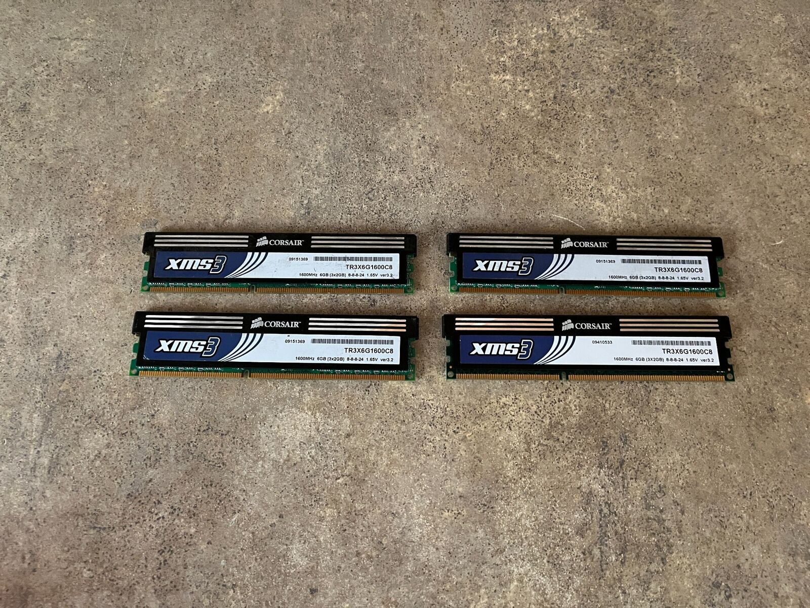 4X CORSAIR XMS3 6GB 3X2GB DDR3 1600MHZ DESKTOP MEMORY RAM TR3X6G1600C8 D6-1(6)