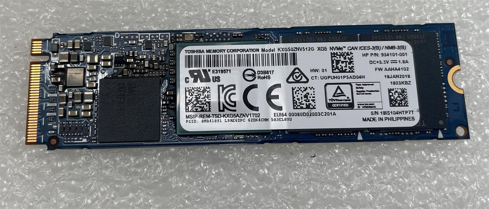 TOSHIBA L81574-001 SSD Solid State 512GB KXG50ZNV512G XG5 NVME PCIe NEW