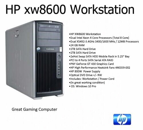 HP xw8600 Workstation - Dual Xeon 3.00GHz - 24Ram - (2) 1 TB Hard Drives