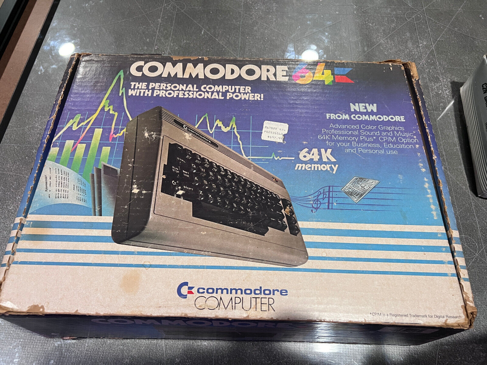Vintage Commodore 64 Computer In Box, Manual & Cords, Tape Drive - Untested