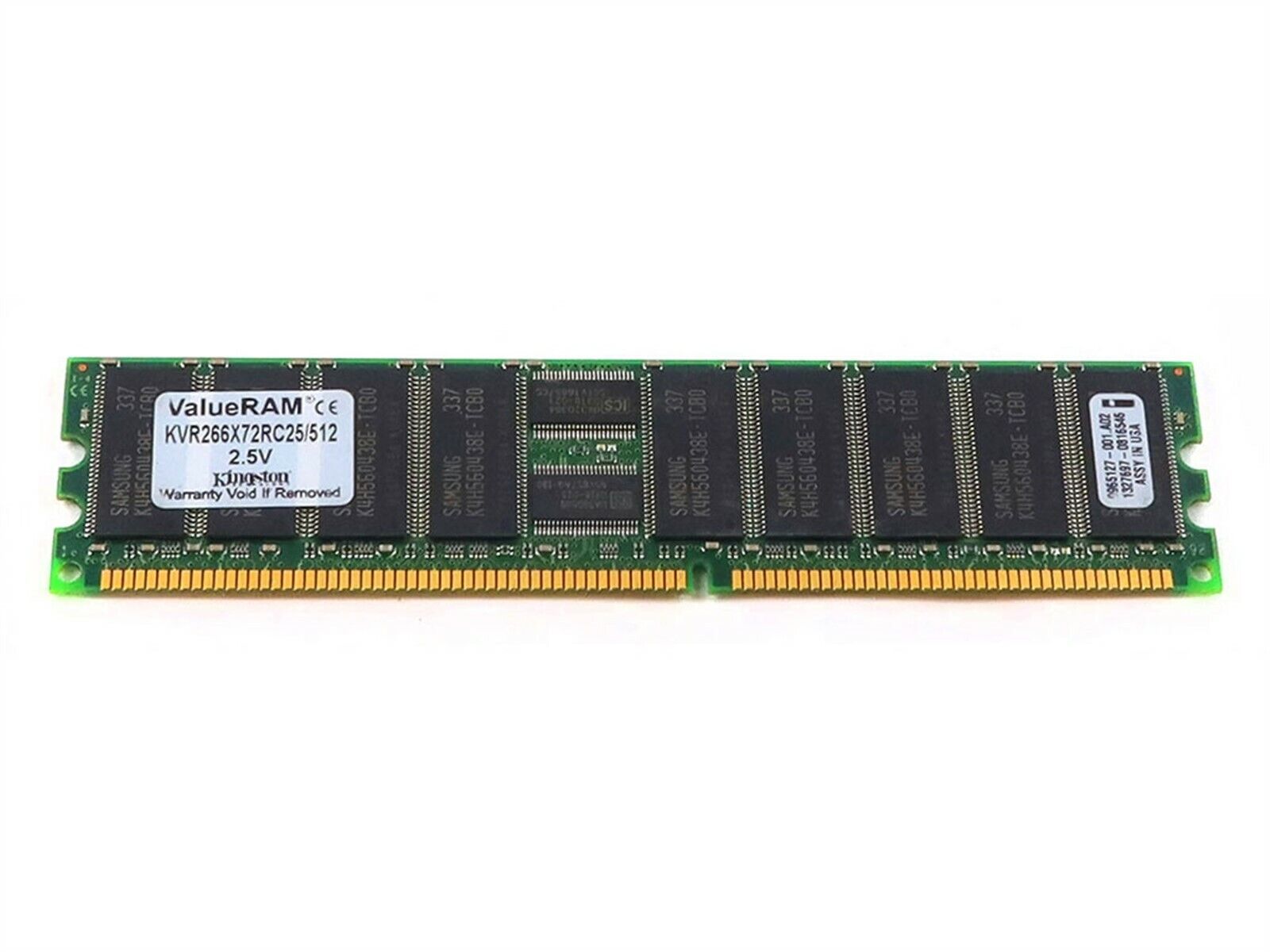 KINGSTON 512MB DDR PC-2100 266MHZ ECC 184-PIN RAM MEMORY MODULE 9965127-001.A02