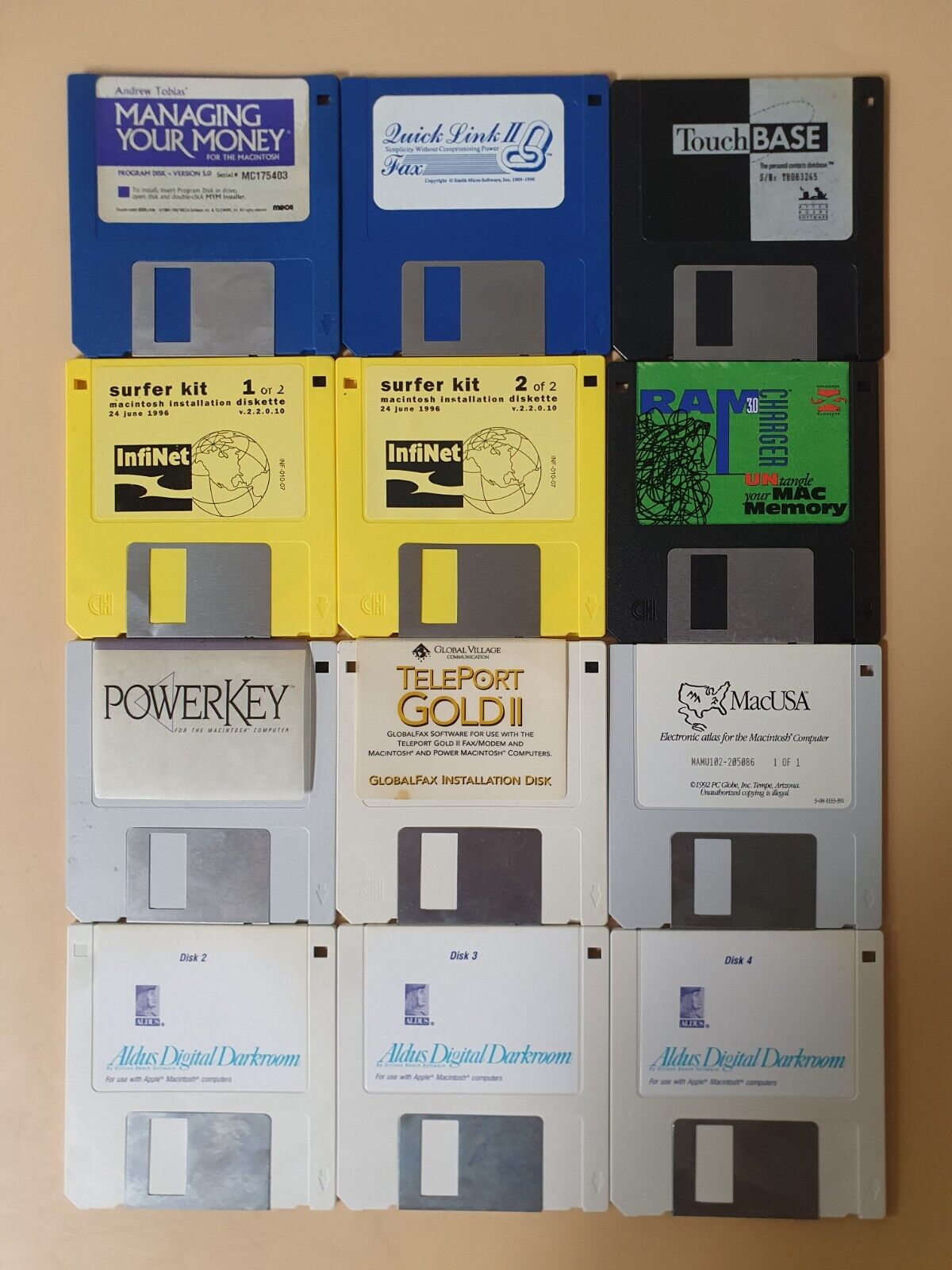 Vintage 3.5in Floppy Computer Disk Applications, Install Discs, Etc/ Set Of 12