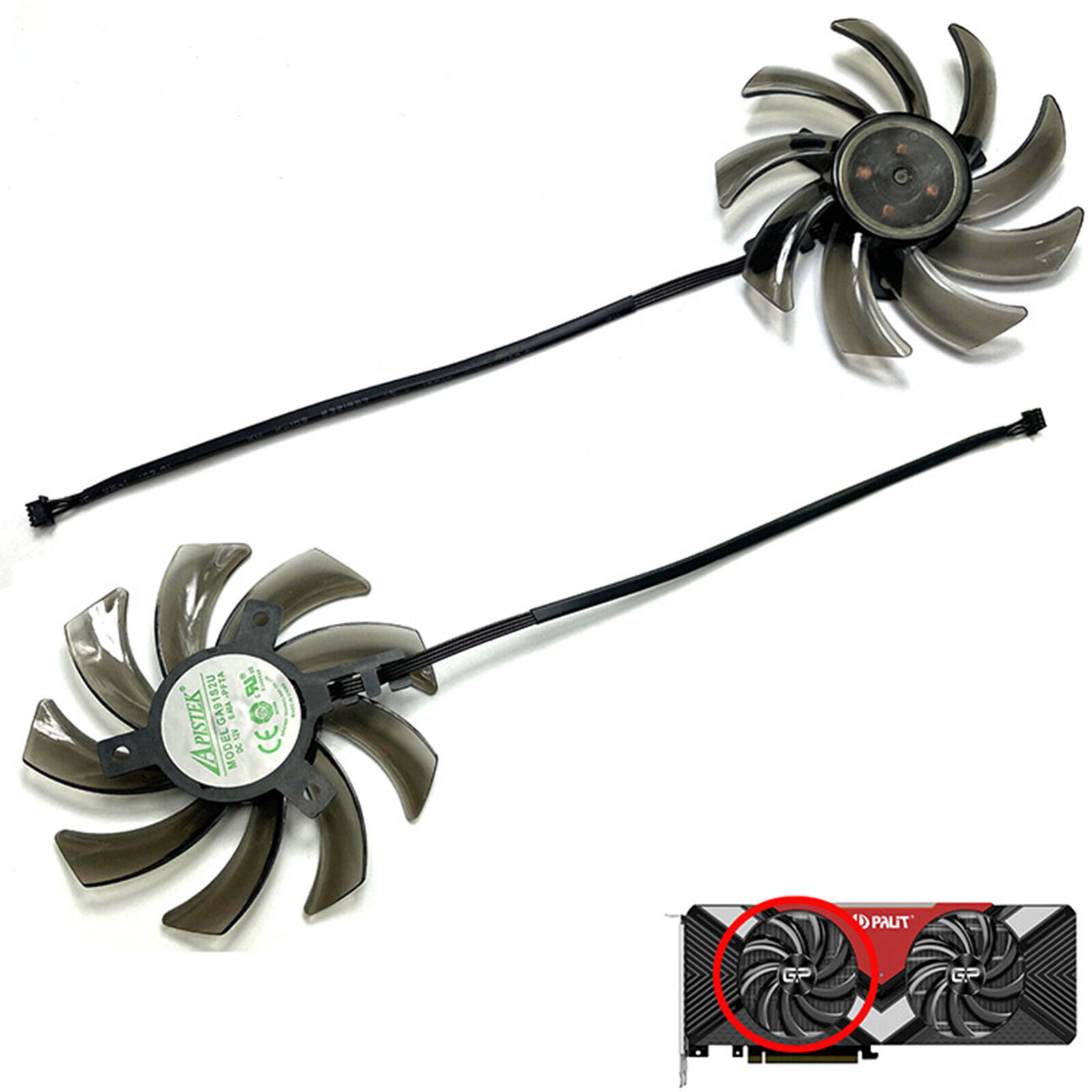 1 Set Graphics Card Cooling Fan for PNY PALiT RTX2070 2080 GAMING PRO/DUAL