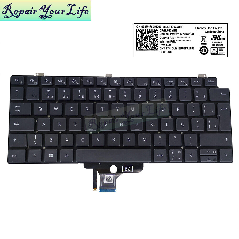 BR Brazilian Backlit keyboard Dell Latitude 7420 7520 5420 033M1R PK132UW2B44