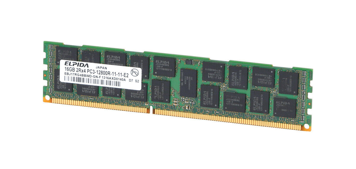 Elpida 16GB 2Rx4 PC3-12800R DDR3 Registered Server-Ram Reg ECC EBJ17RG4BBWD-GN-F