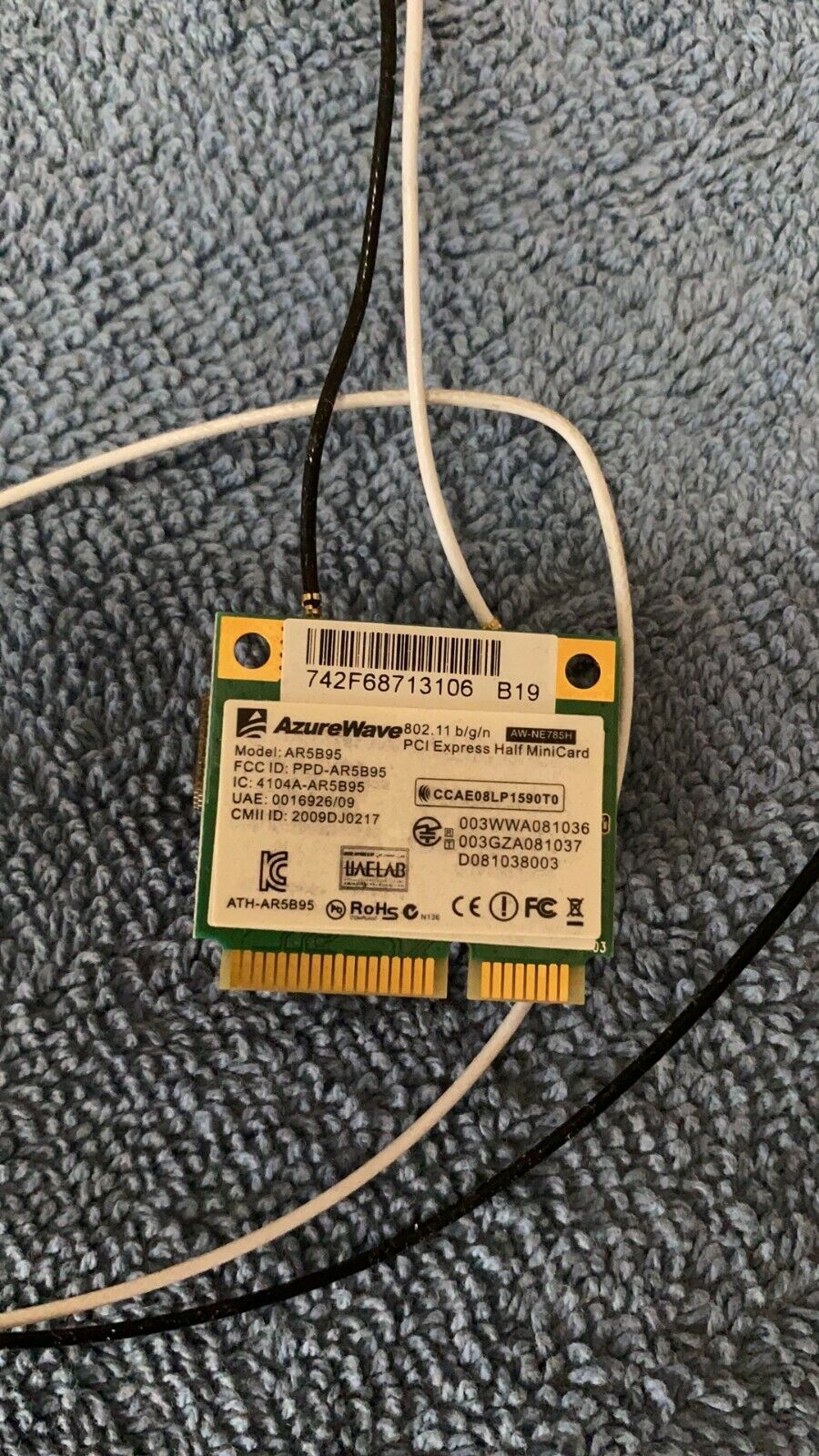 AzureWave AR5B95  802.11b/g/n PCI Express Half MiniCard AW-NE785H 4104A-AR5B95