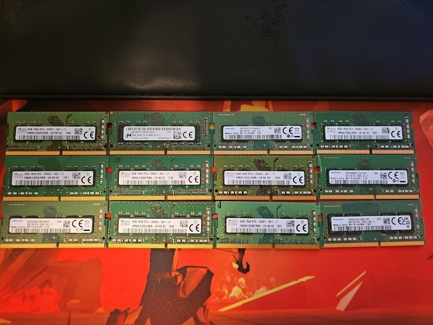 LOT OF 12 MIXED MAJOR BRANDS 8GB PC4 - DDR4 | Laptop RAM Memory