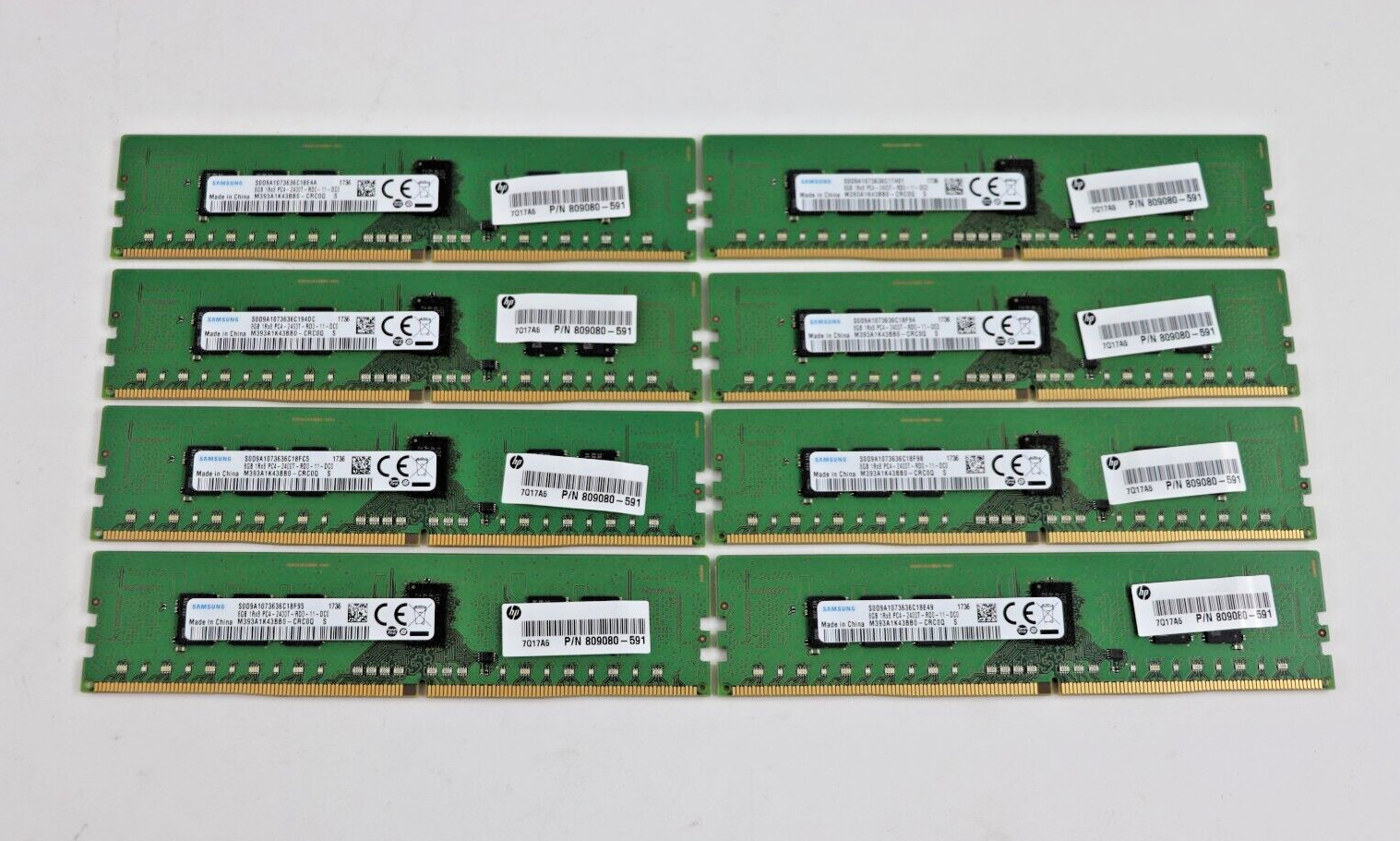 Lot of 8 Samsung 8GB 1Rx8 PC4 | CN M393A1K43BB0-CRC0Q 1736 | RDIMM Memory Sticks