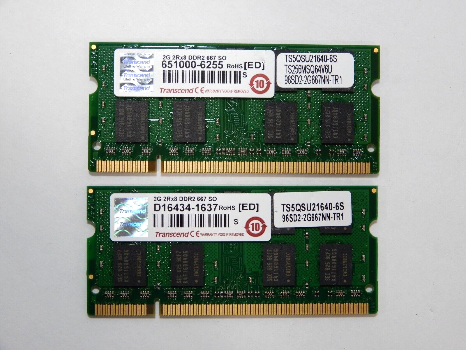 Transcend PC2-5300 DDR2-667 4GB(2GBx2) SO-DIMM 333 MHz DDR2 Laptop Memory