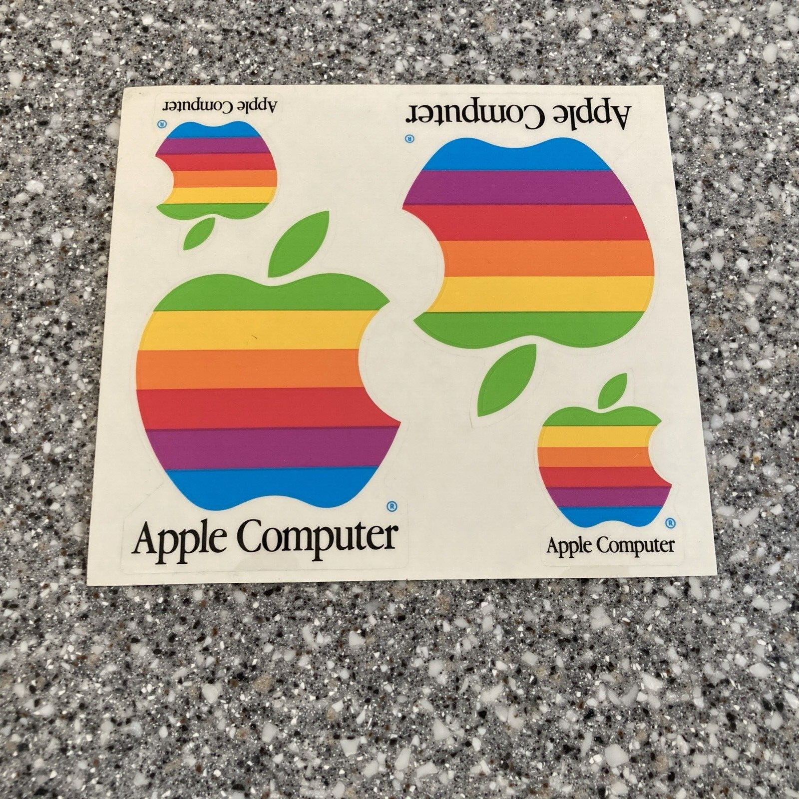 Vintage Apple Computer Stickers Rainbow Apple Decals Sheet Never Peeled