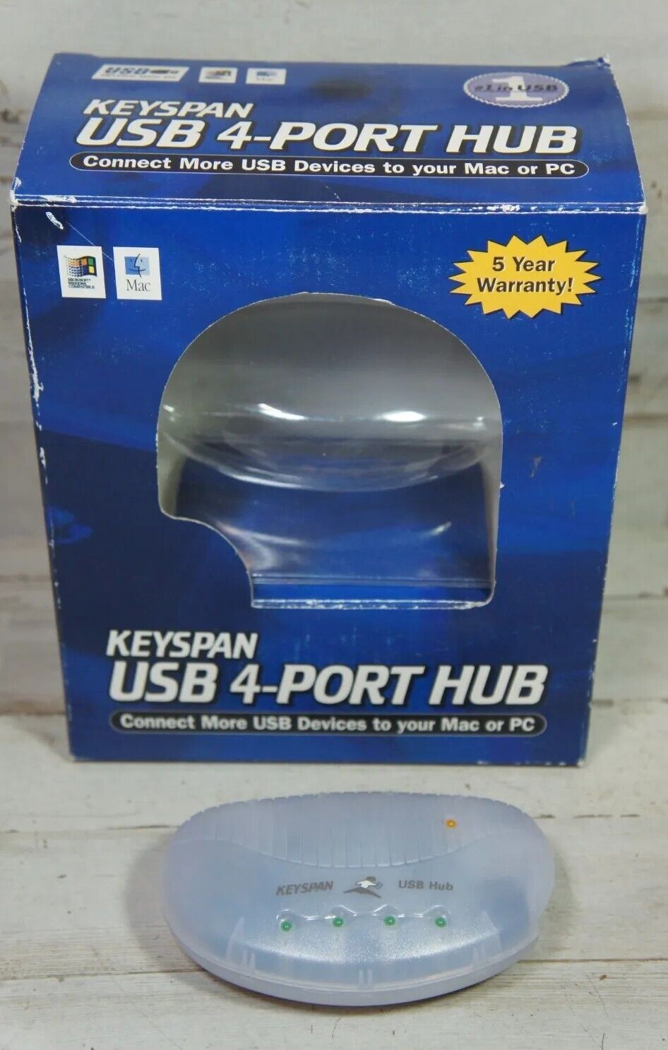 Vtg 2001 Keyspan USB 1.1 4-Port Hub Uh-4AWH Y2K Retro Computing PC Mac OPEN BOX