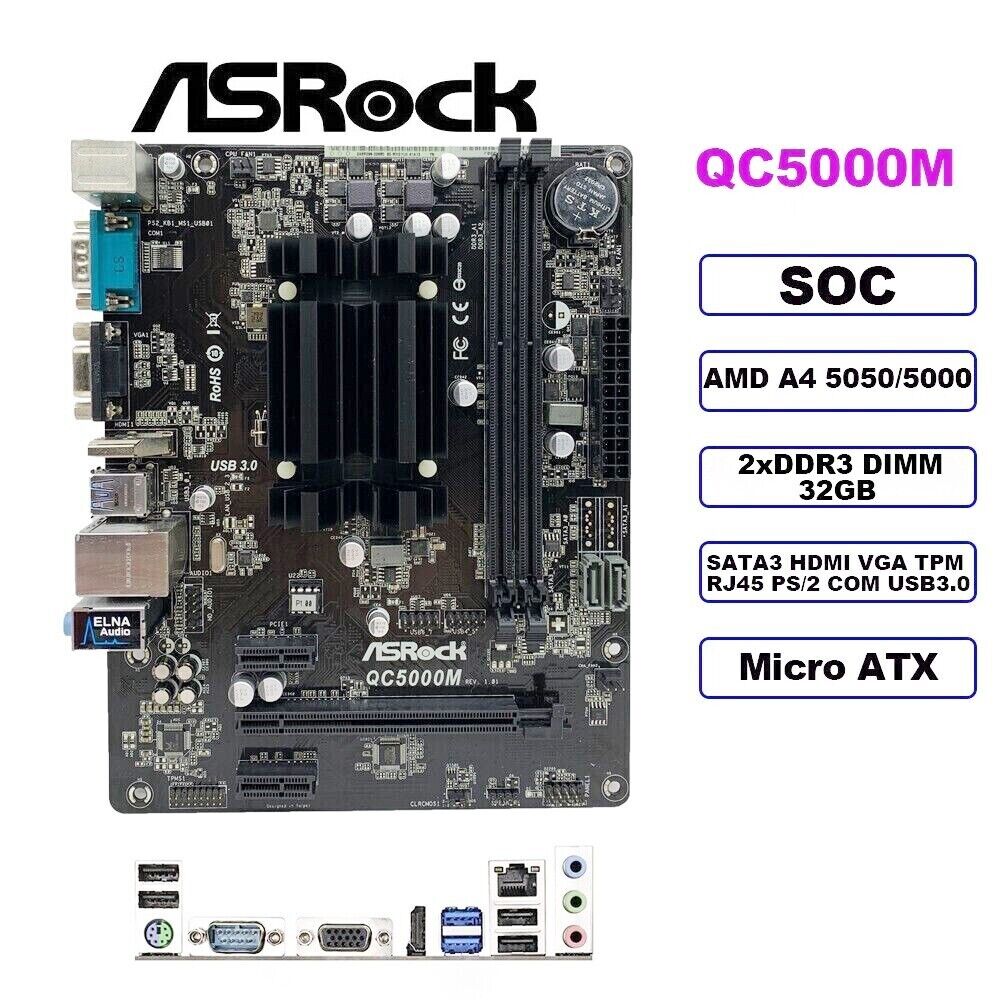 ASRock QC5000M Motherboard M-ATX SOC AMD A4 5050/5000 DDR3 32GB SATA3 HDMI+I/O