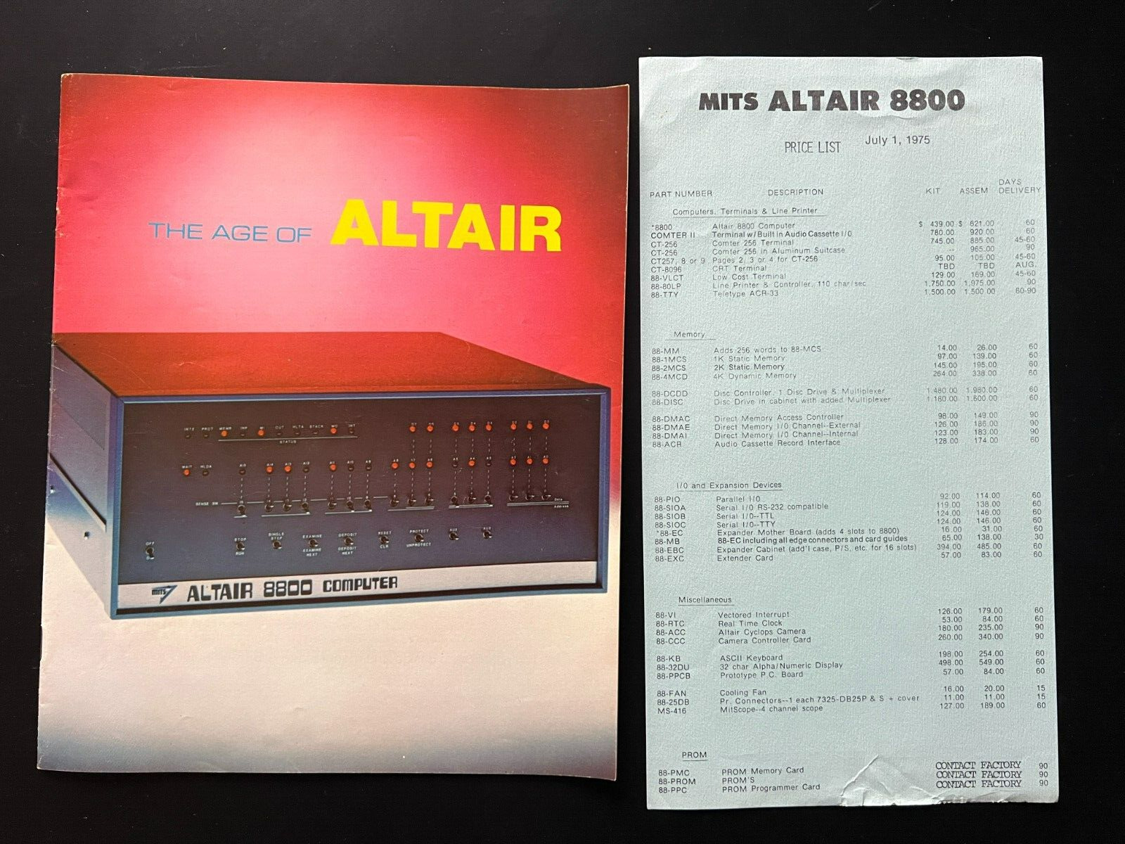 Vintage The Age of Altair MITS Brochure with 1975 Price Guide