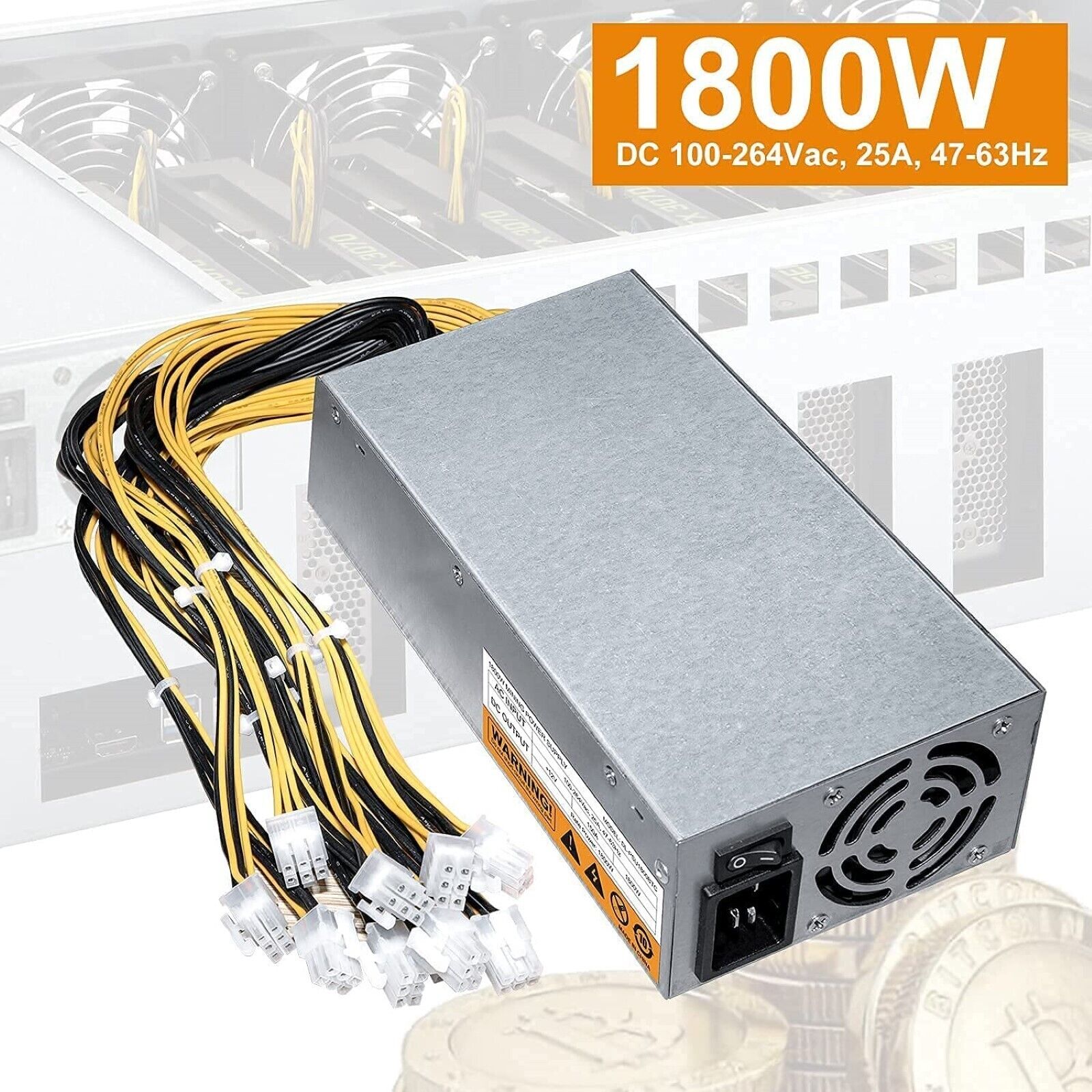 1800w 8 GPU PSU Mining Power Supply Server for Ethereum BTC 10x6PIN 2U 110~264v