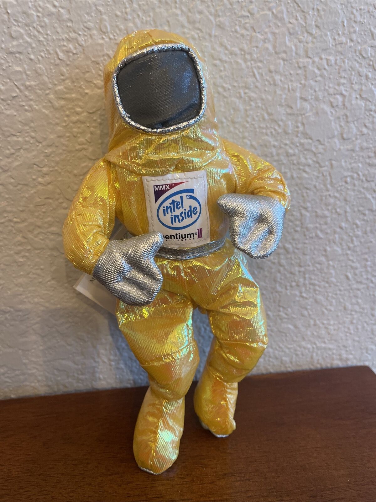 Vintage Gold/yellow Intel Inside Spaceman Astronaut Plush Doll Computer Toy 1997
