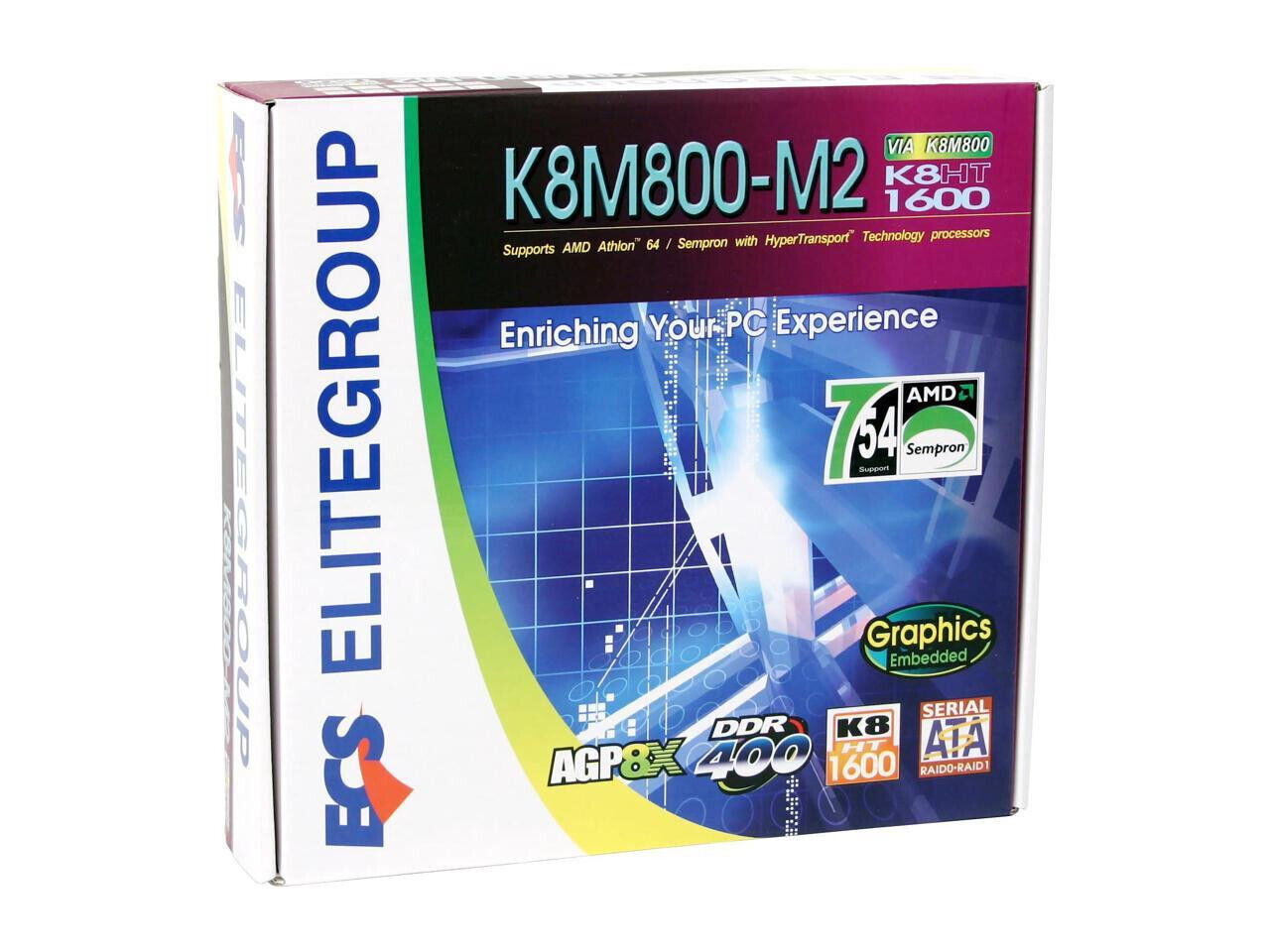 ECS K8M800-M2 + VIA K8M800 Socket 754 DDR 400 AMD mATX Motherboard