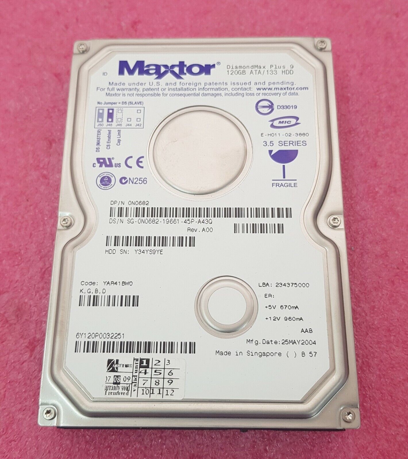 New Maxtor DimondMax Plus 9   120GB  ATA/133  IDE 7.2K 3.5\