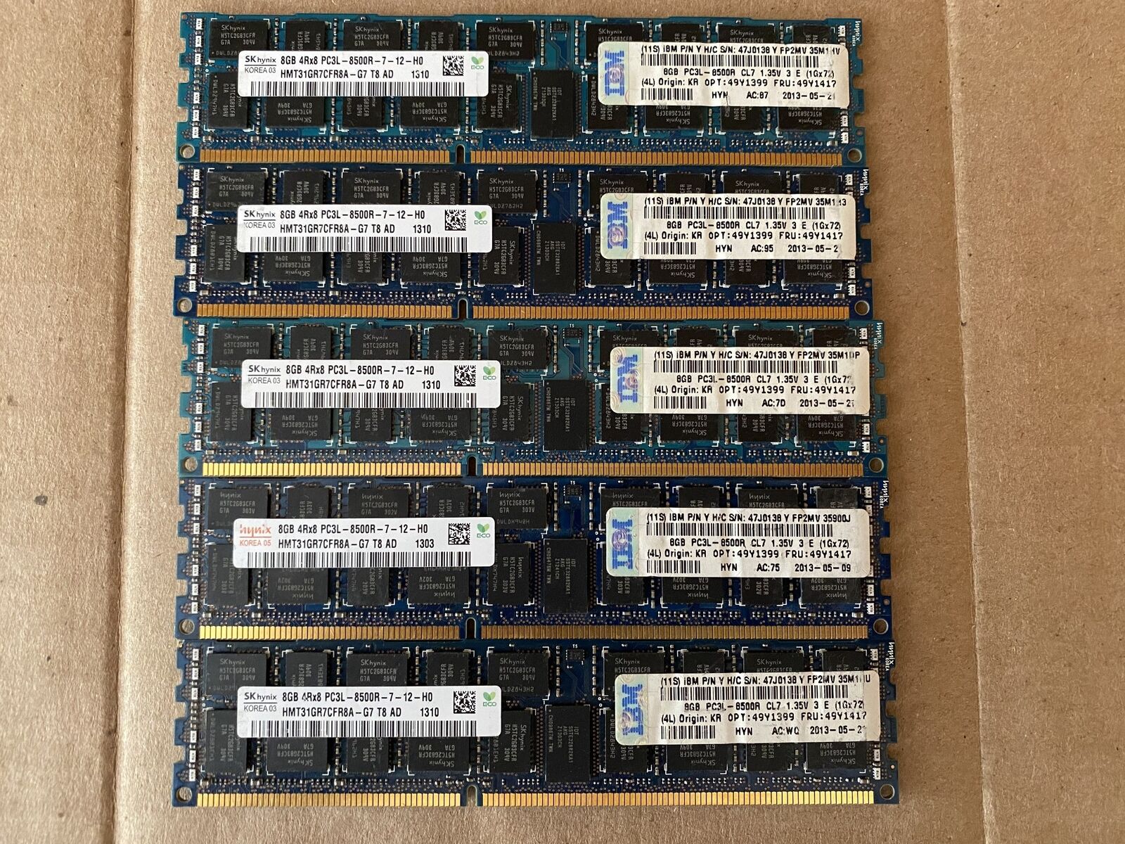 HYNIX 40GB 5X8GB 4RX8 PC3L-8500R ECC REG SERVER MEMORY HMT31GR7CFR8A-G7 J8-2(6)