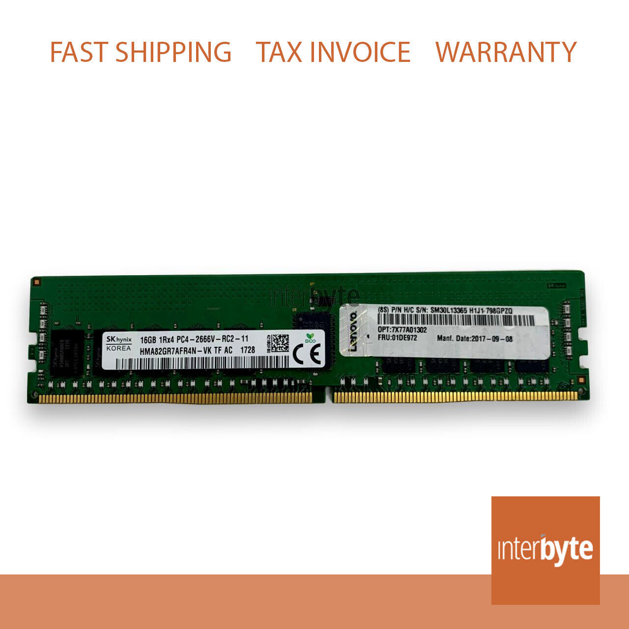 IBM 16GB PC4-2666V 1RX4 01DE972 SERVER MEMORY DIMM