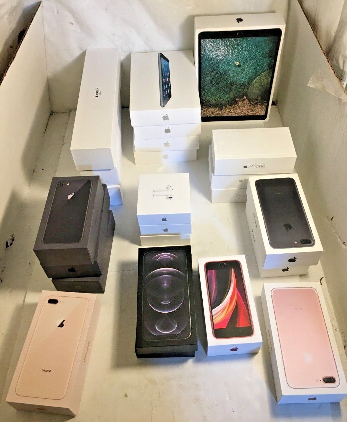 Apple Products Empty Boxes Lot of 21 Various Products IPhones, Apple Watches Etc