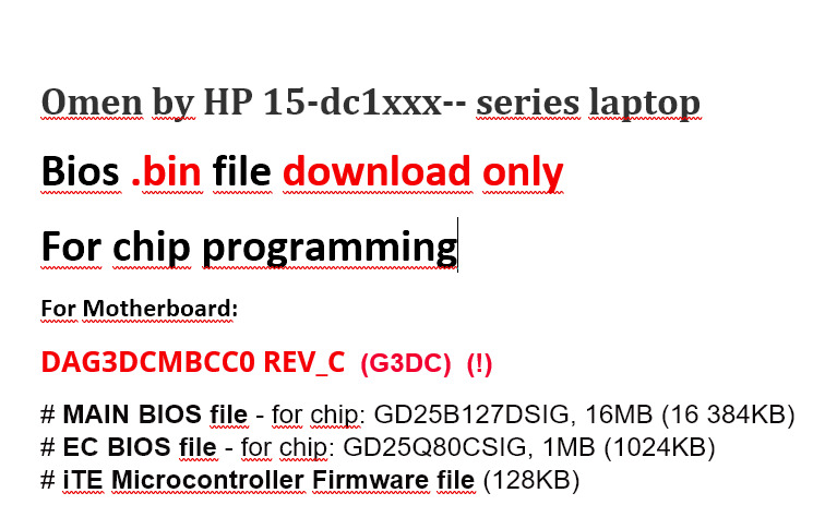 Omen by HP 15-dc1xxx-- series BIOS Binary File only download DAG3DCMBCC0 REV C