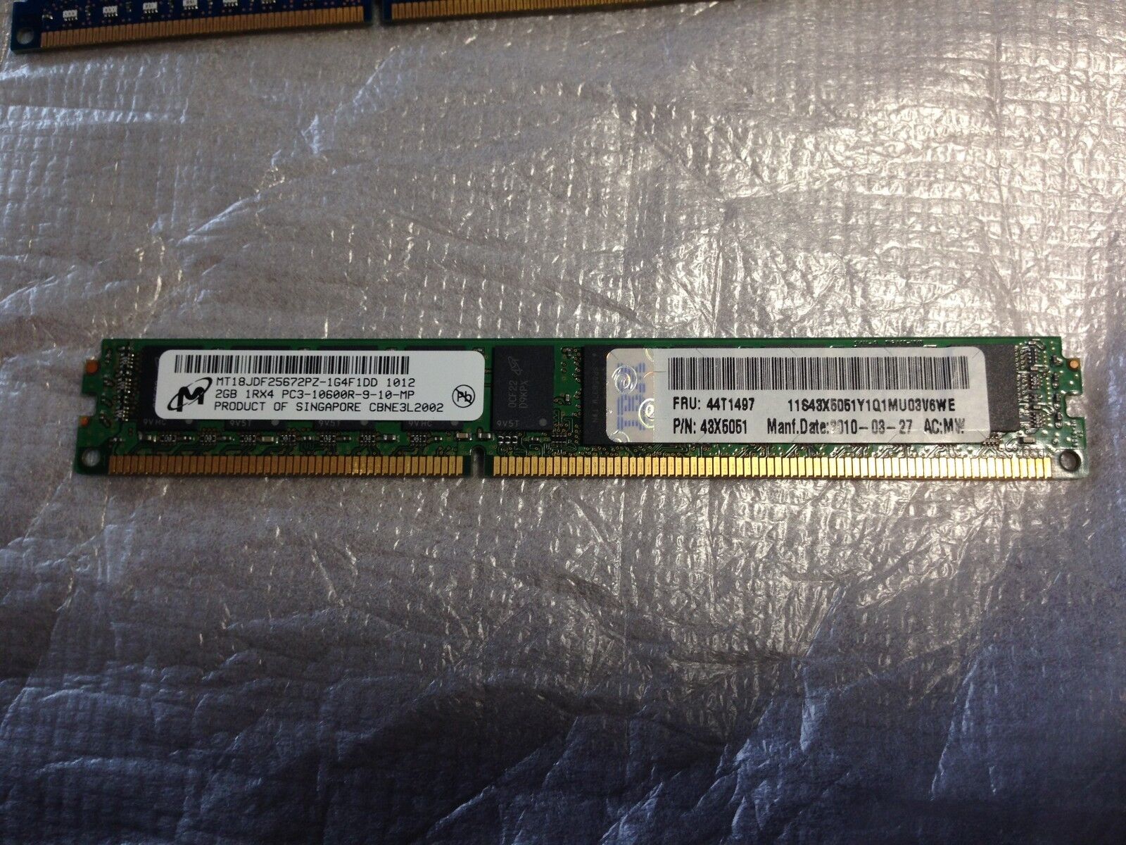 43X5051 ORIGINAL IBM 2GB 1333MHZ PC3-10600 SINGLE RANK VLP DDR3 SERVER MEMORY