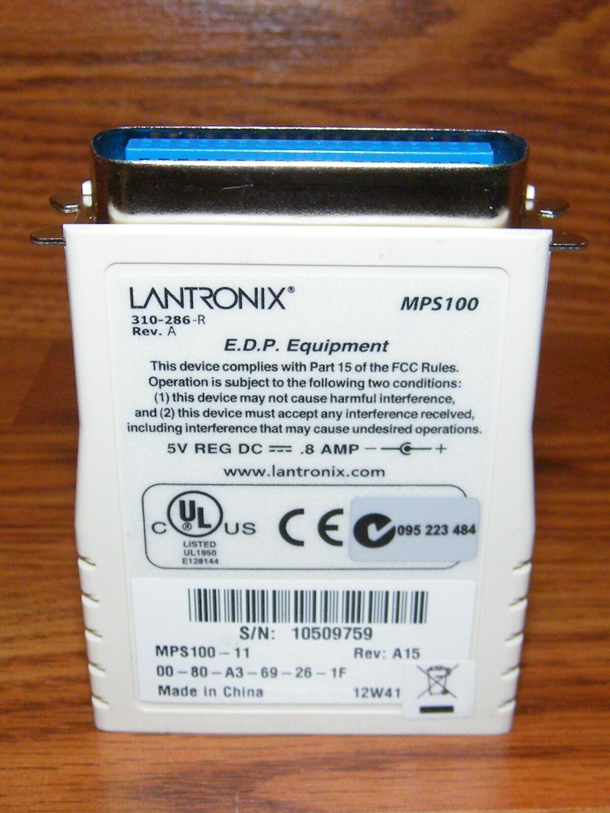 Choice of: Lantronix (MPS100) 10/100 Ethernet Micro Parallel Port Print Server 