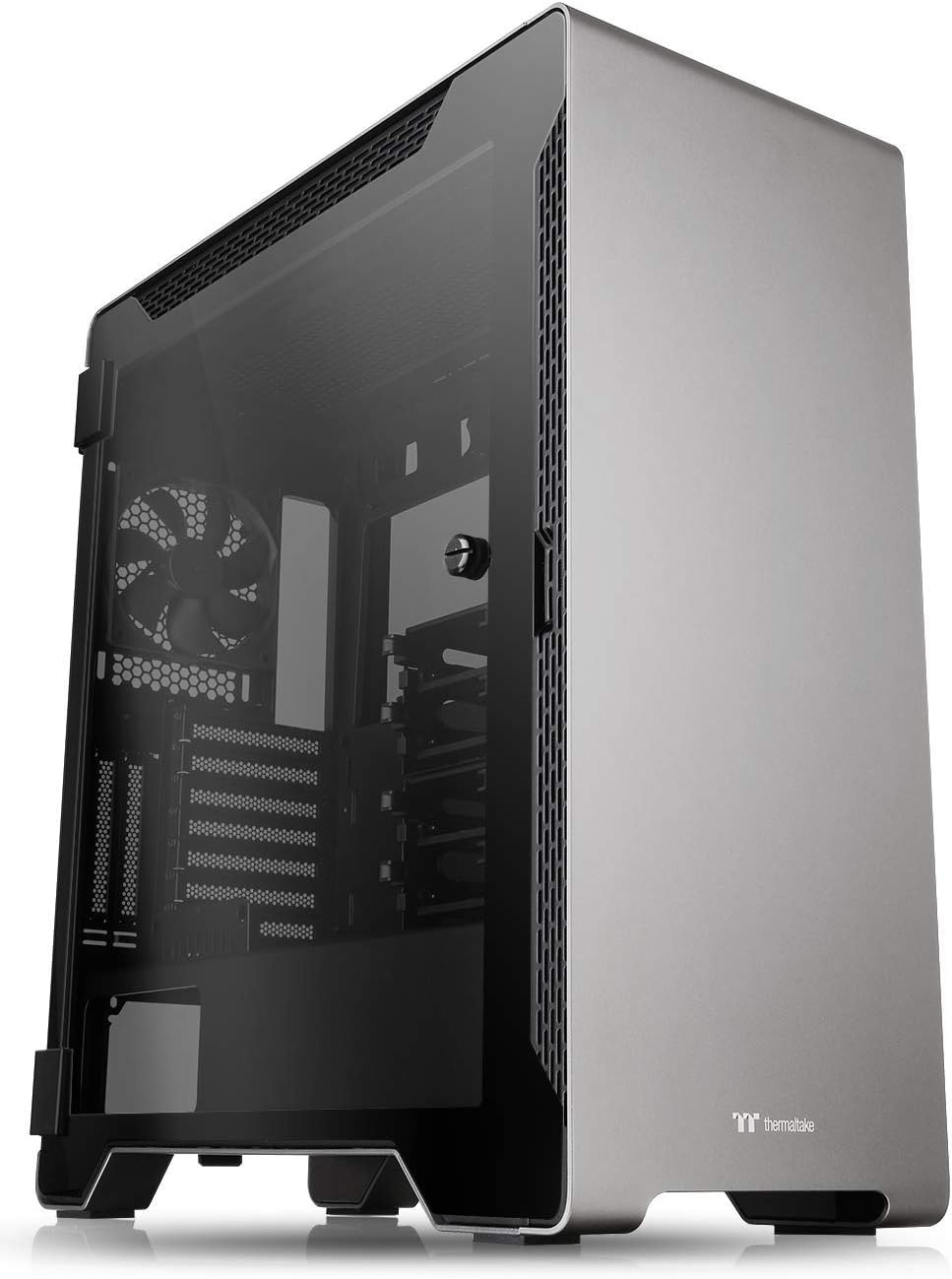 A500 Aluminum Tempered Glass ATX Mid Tower Gaming Computer Case with 3 Fans Pre-