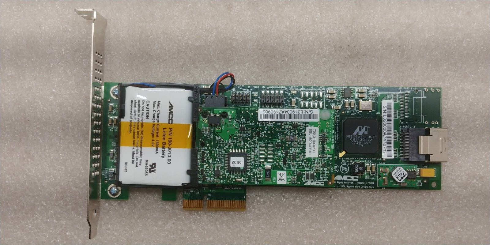 AMCC 3ware 9650SE-4LPML PCIe 4-Port SATA II Controller RAID Card + Battery FR SH