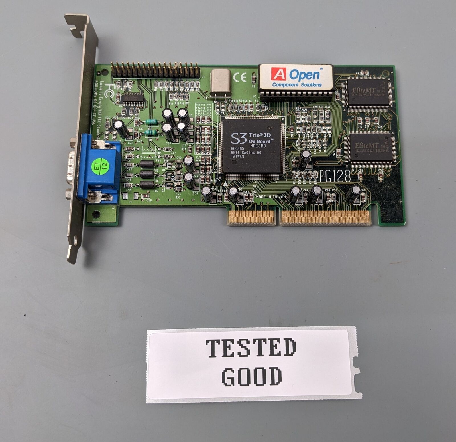 AOpen PG128 AGP Vintage Gaming Video Card 4MB (S3 86C365) ~ Tested, Working