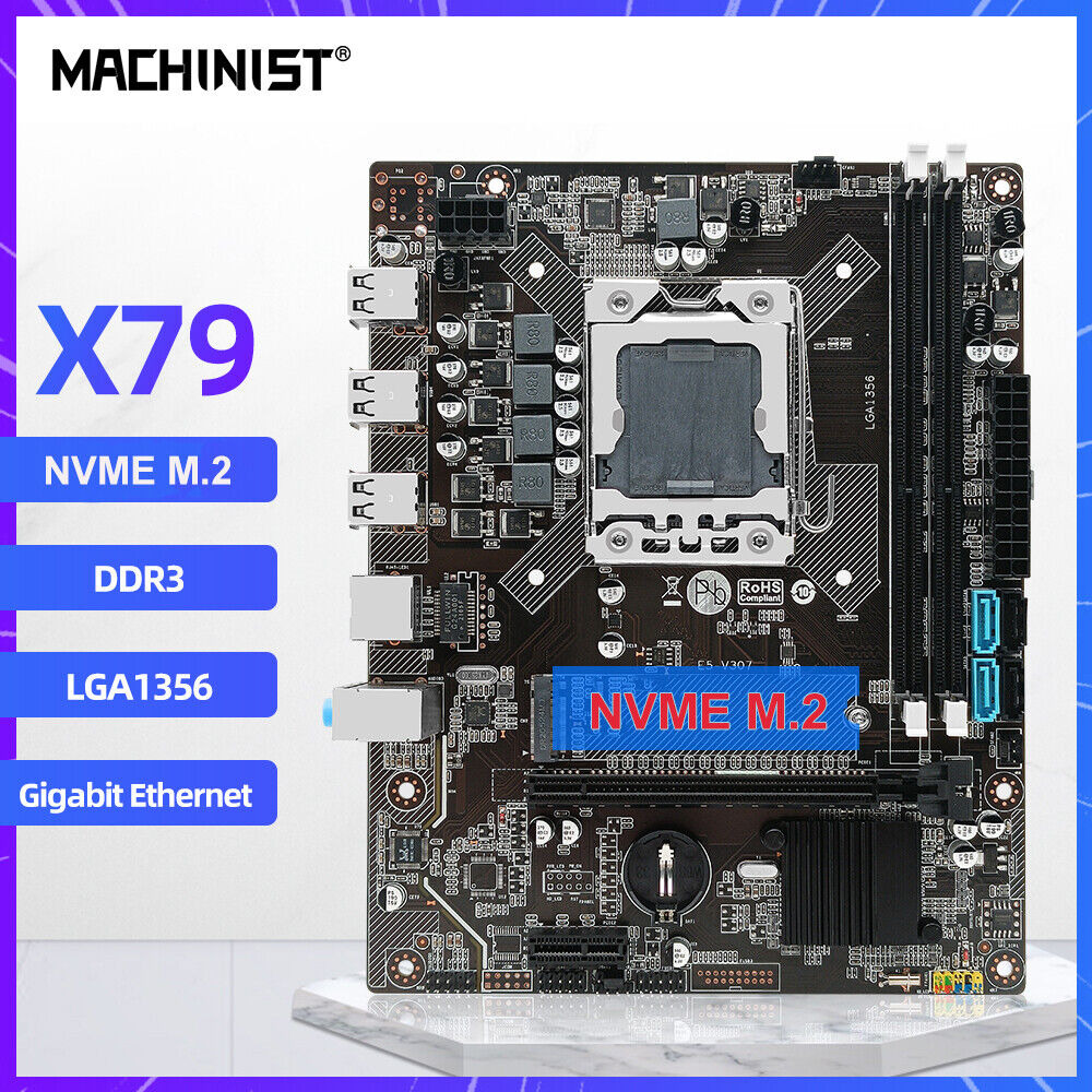 Intel X79 Motherboard LGA 1356 M.2 NVME DDR3 RAM Support Xeon E5 CPU Desktop us