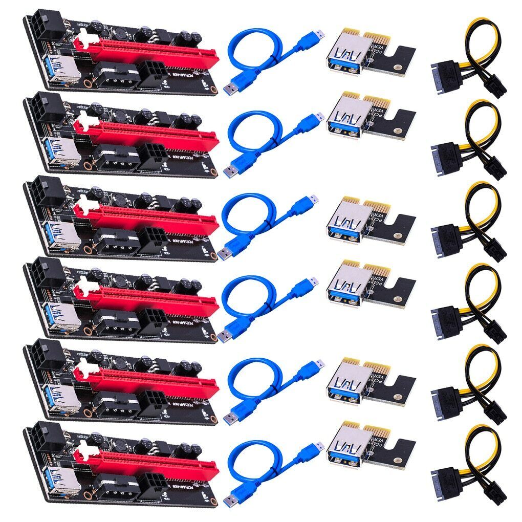 6pcs USB 3.0 PCIE VER009S Express 1X 4x 8x 16x Extender Riser Adapter Card Cable