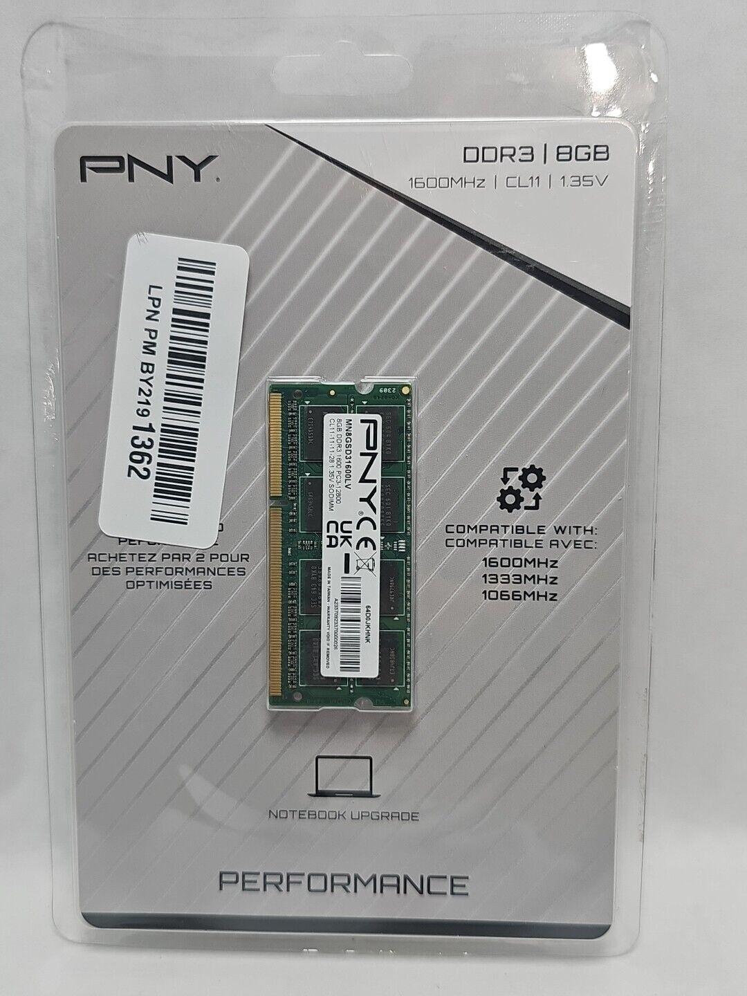 PNY Performance 8GB DDR3 1600MHz (PC3-12800) CL11 1.35V Notebook/Laptop 