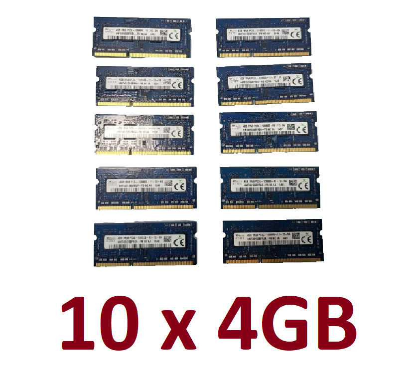 Lot of 10 - SK Hynix Laptop 40GB (4GB x 10) PC3L-12800S DDR3 Memory RAM