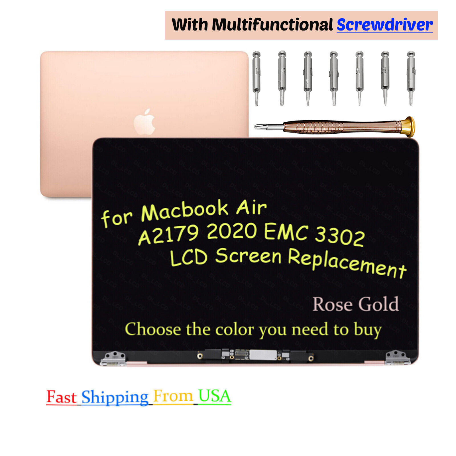 Gold Replacement For Apple MacBook Air A2179 2020 Screen LCD EMC 3302 Panel