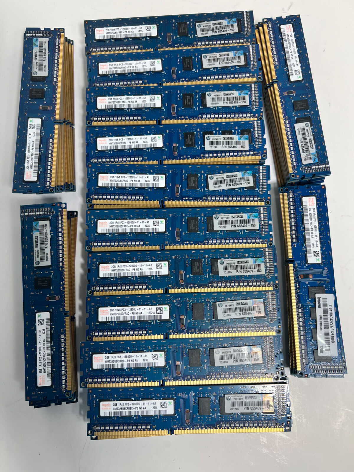 Lot of 150: 2GB DDR3 PC3-12800U 1600MHz Desktop RAM Hynix HMT325U6CFR8C Blue HVD